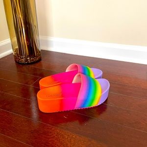 Cute NWOT Rainbow Slides
